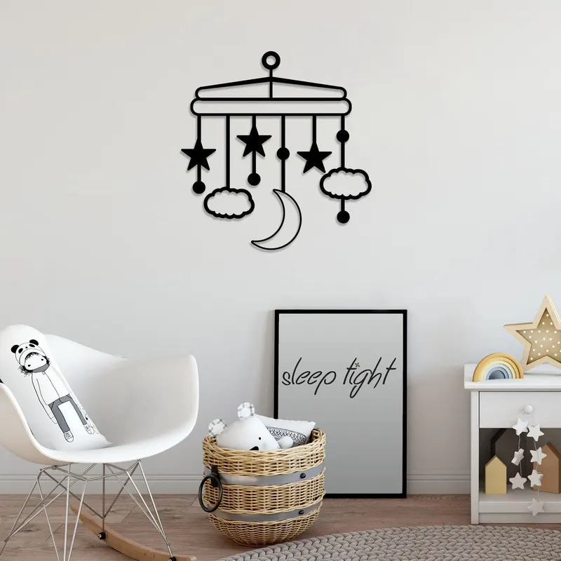 Decoratiune de perete Metal Nighty1, Negru, 52x1x50 cm - Negru