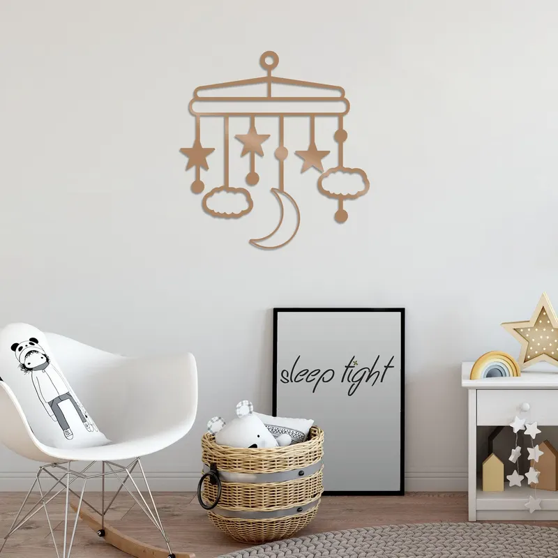 Decoratiune de perete Metal Nighty1, Negru, 52x1x50 cm - Multicolor