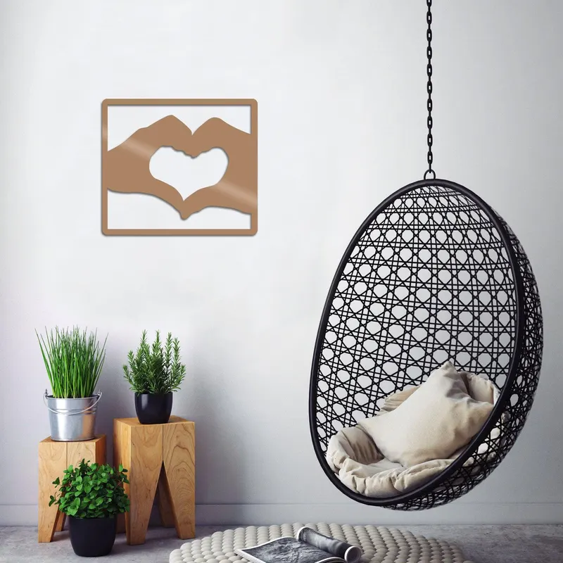 Decoratiune de perete Metal Love-square, Negru, 44x1x50 cm - Multicolor