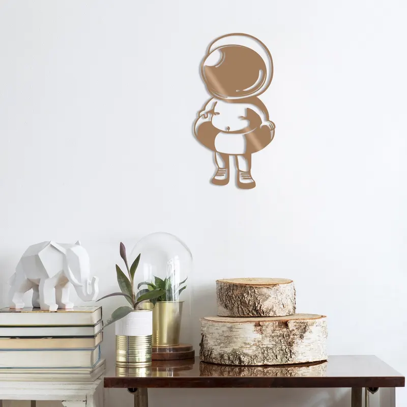 Decoratiune de perete Metal Baby Astronaut, Negru, 65x1x34 cm - Multicolor