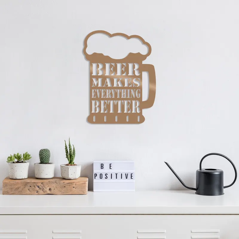 Decoratiune de perete Metal weiss beer, Negru (diverse dimensiuni) - Multicolor