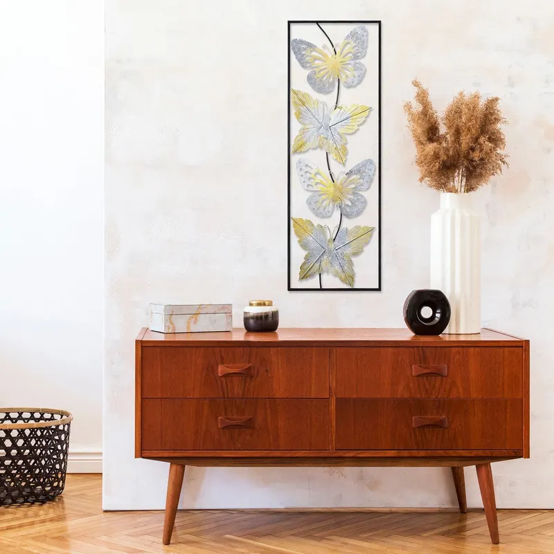 Decoratiune de perete Metal Butterfly, Multicolor, 35x1x100 cm - Multicolor