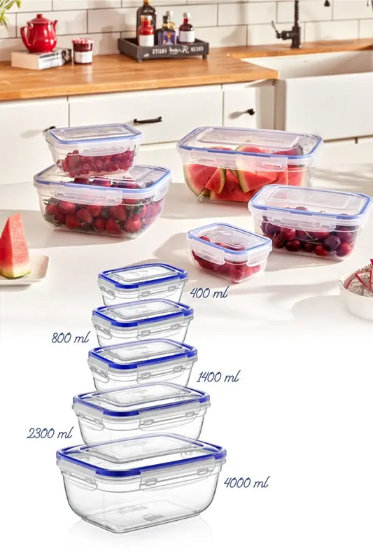 Set cutie de depozitare, Transparent, 27x13x20 cm - Multicolor