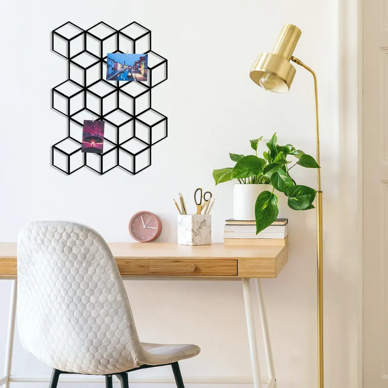 Decoratiune de perete Metal Moodboard 1, Negru, 60x1x45 cm - Negru