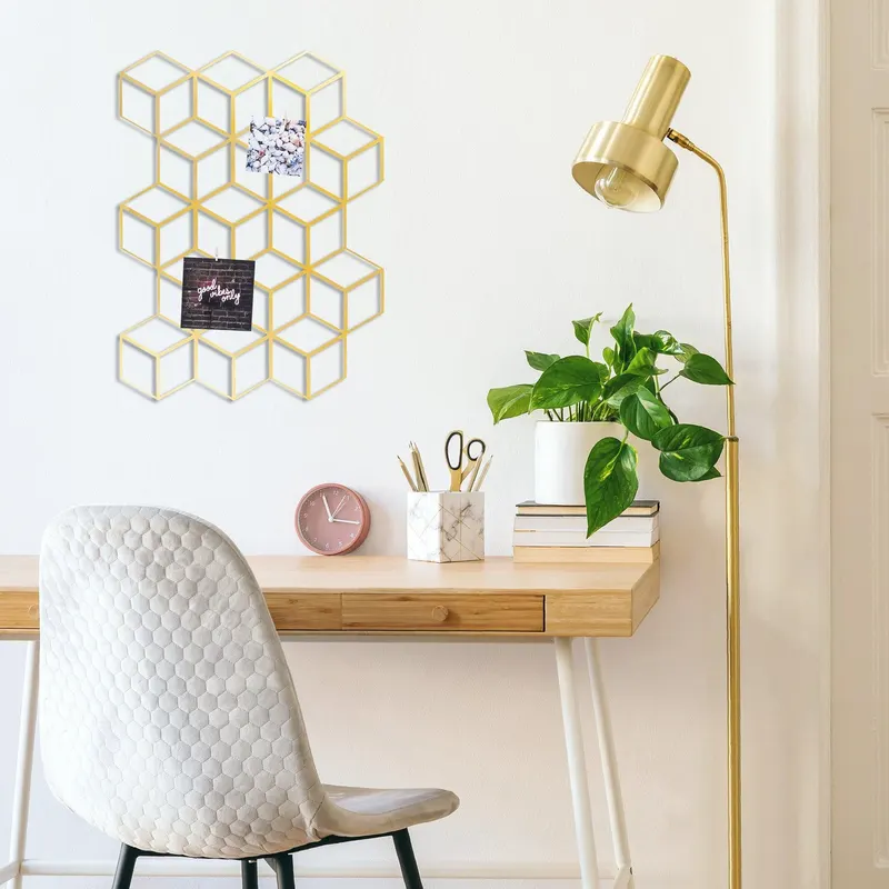 Decoratiune de perete Metal Moodboard 1, Negru, 60x1x45 cm - Auriu