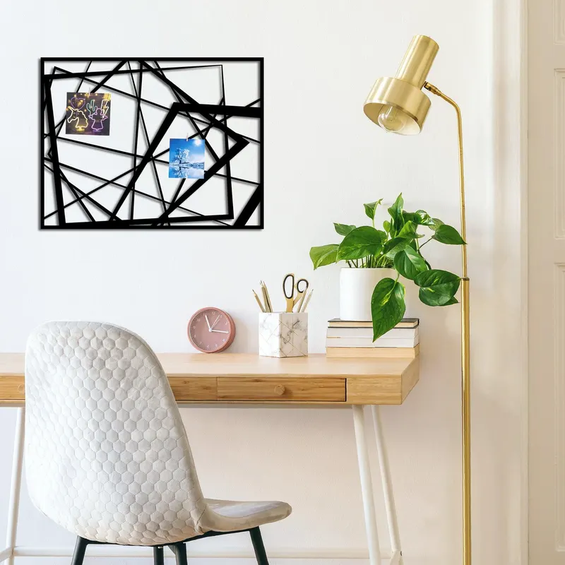 Decoratiune de perete Metal Moodboard 6, Negru, 50x1x65 cm - Negru