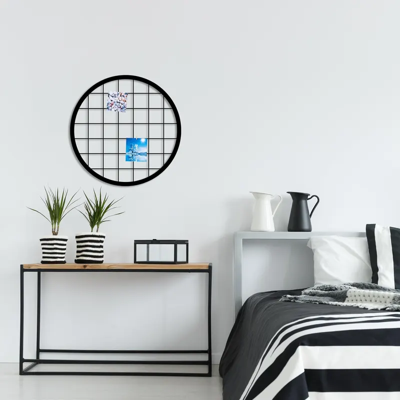 Decoratiune de perete Metal Moodboard 7, Negru, 55x1x55 cm - Negru