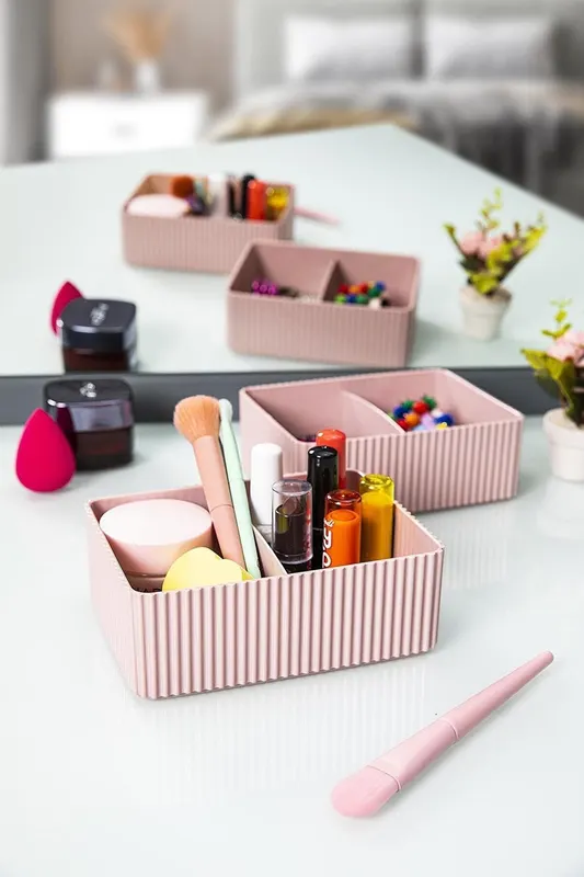 Organizator de machiaj Uray, gri, 16x6x12 cm - Roz