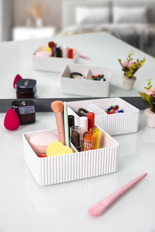 Organizator de machiaj Uray, gri, 16x6x12 cm - Alb