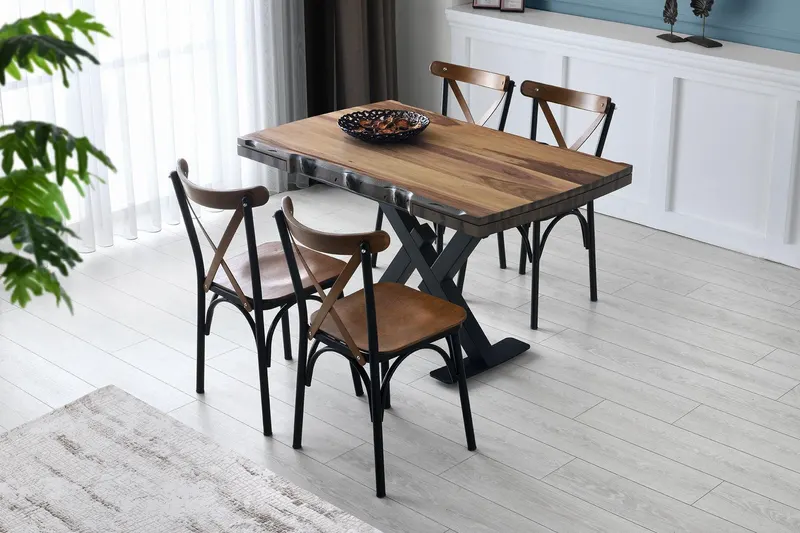 Masă MDF Otto - 1091, Nuc, 80 x 77x130 - 190 cm - Nuc