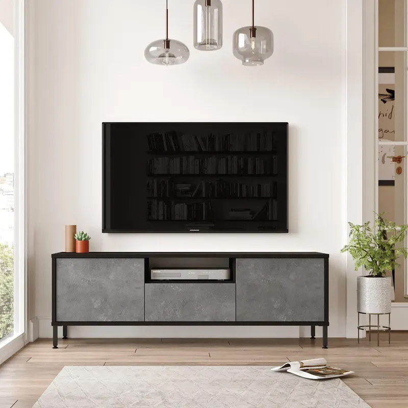 Comoda TV Blingt, 140x47x36 cm - Gri