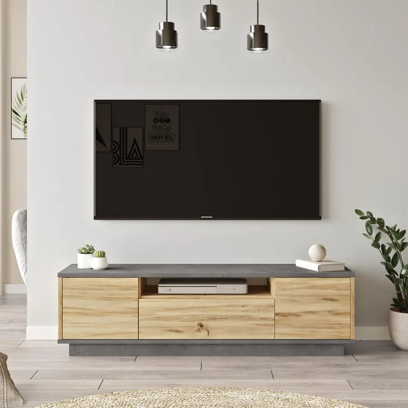 Comoda TV Tevesa, 140x40x36 cm - Gri