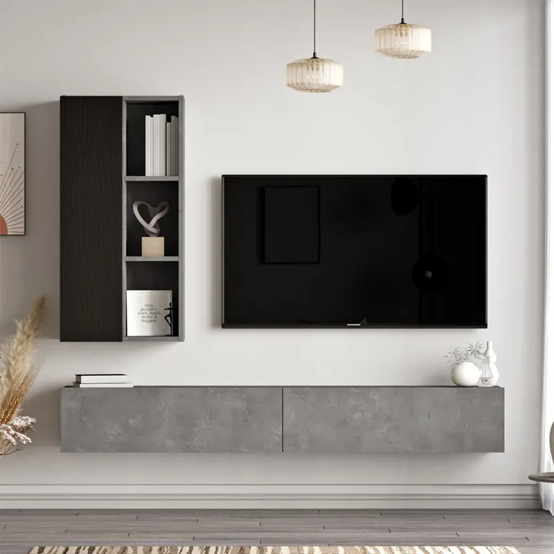 Comoda TV Televic, 175x25x28 cm - Negru