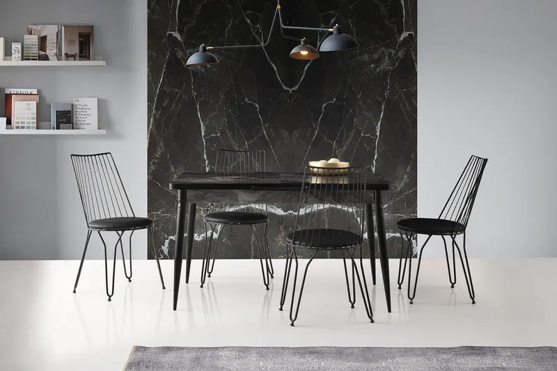 Masă Metal Otomatik 1173, Negru, 130x79x80 cm - Negru