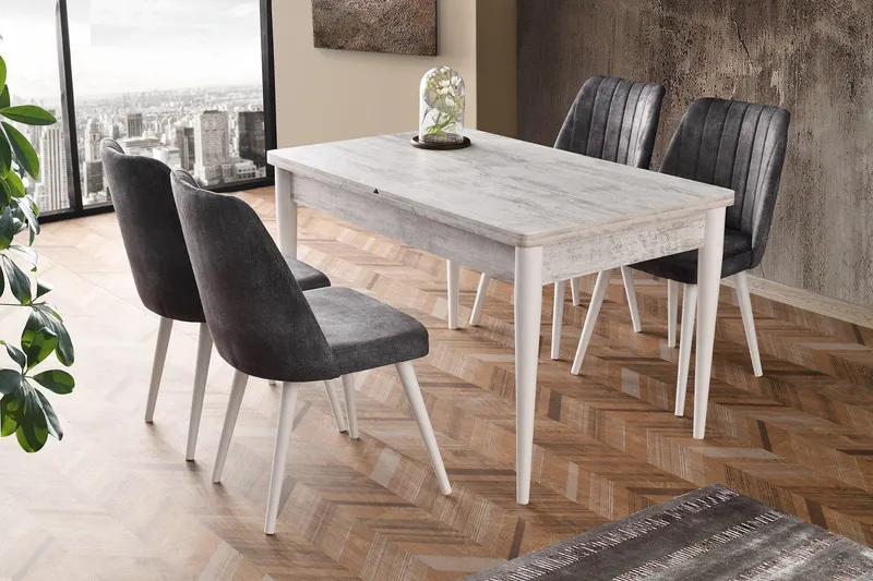 Masă Kelebek Dining Table, Nuc, 130x75x80 cm - Alb