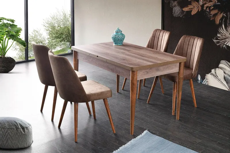 Masă Kelebek Dining Table, Nuc, 130x75x80 cm - Multicolor
