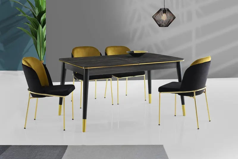 Masă Flora Dining Table, Negru, 146x78x90 cm - arsiv