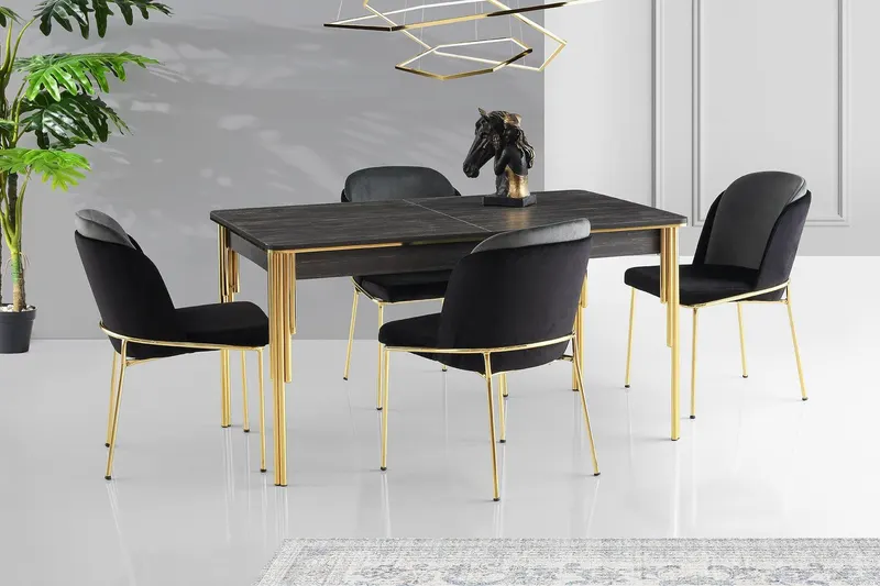 Masă Damla Dining Table, Negru, 144x90x78 cm - arsiv9