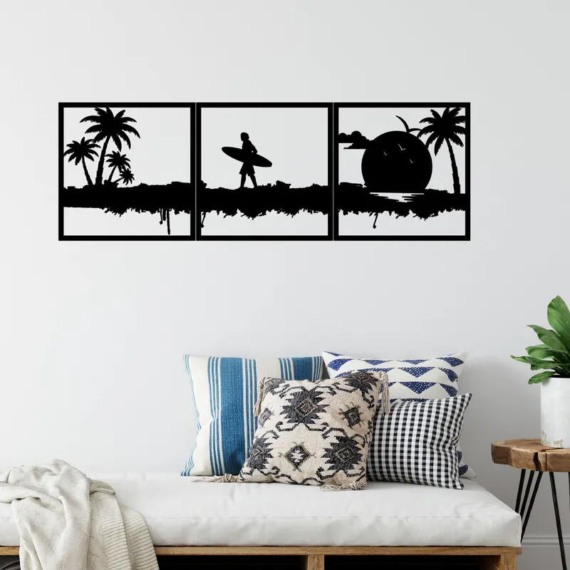 Decoratiune de perete Metal Summer, Negru, 46x1x45 cm - Negru