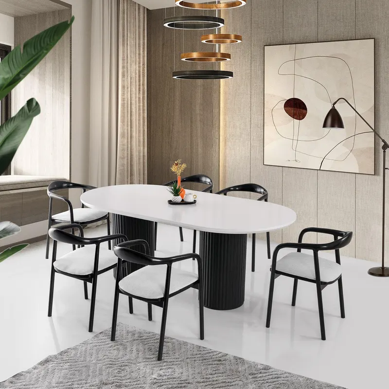 Masa Bucatarie MDF Oval Elegant,  200 X 77 X 100 Cm - arsiv5