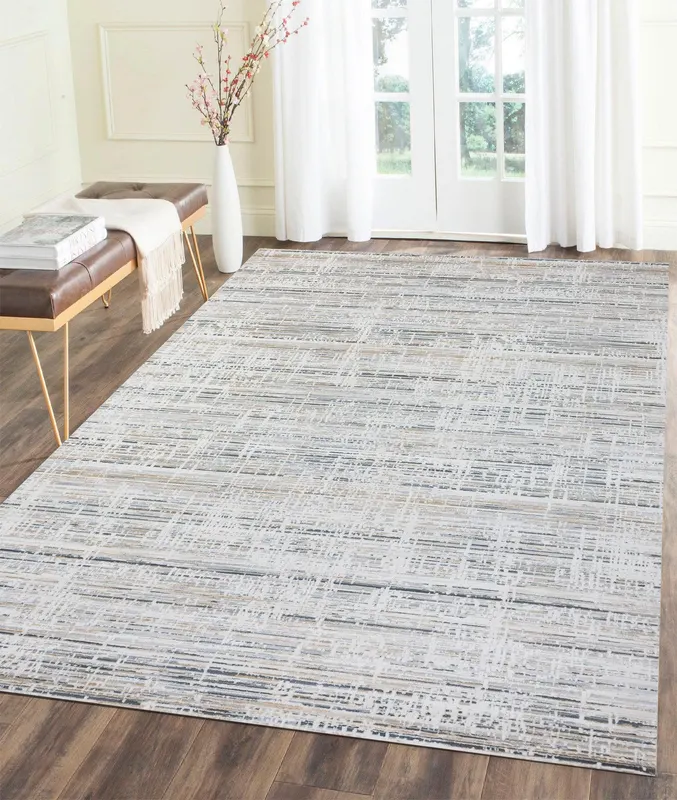 Covor de living / dormitor 45673A, Albastru - Multicolor / Albastru