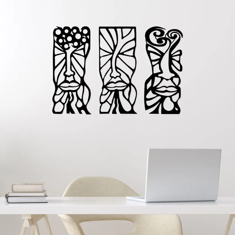 Decoratiune de perete Metal Totem, Negru, 70x1x30 cm - Negru
