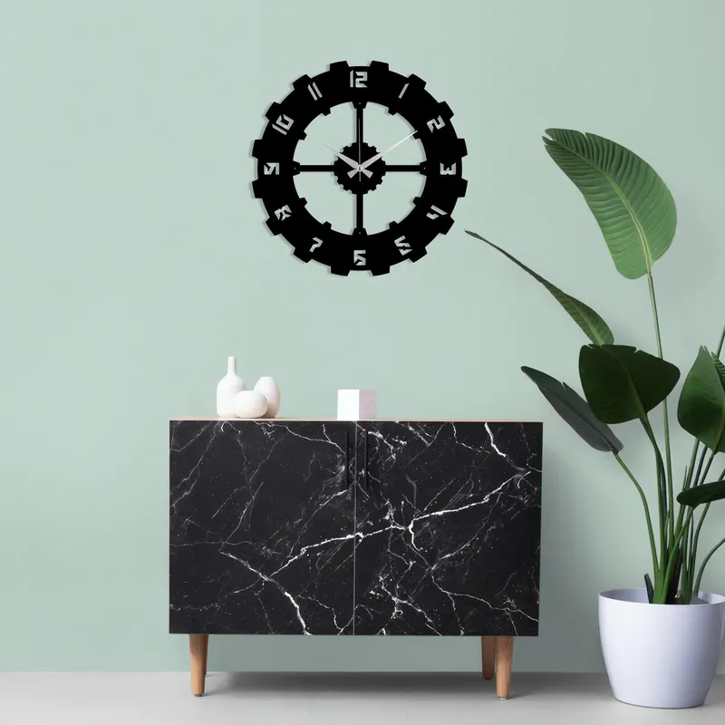 Ceas de perete Metal Wall Clock 4 - Black, Negru, 48x1x48 cm - Negru