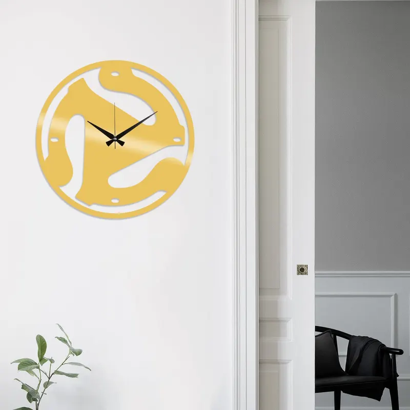 Ceas de perete Metal Wall Clock 5, Negru, 48x1x48 cm - Auriu