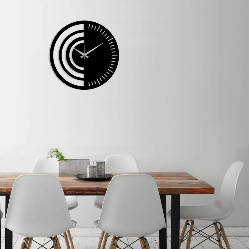 Ceas de perete Metal Wall Clock 8 - Black, Negru, 48x1x48 cm - Negru