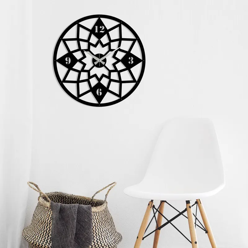 Ceas de perete Metal Wall Clock 19, Negru, 48x1x48 cm - Negru