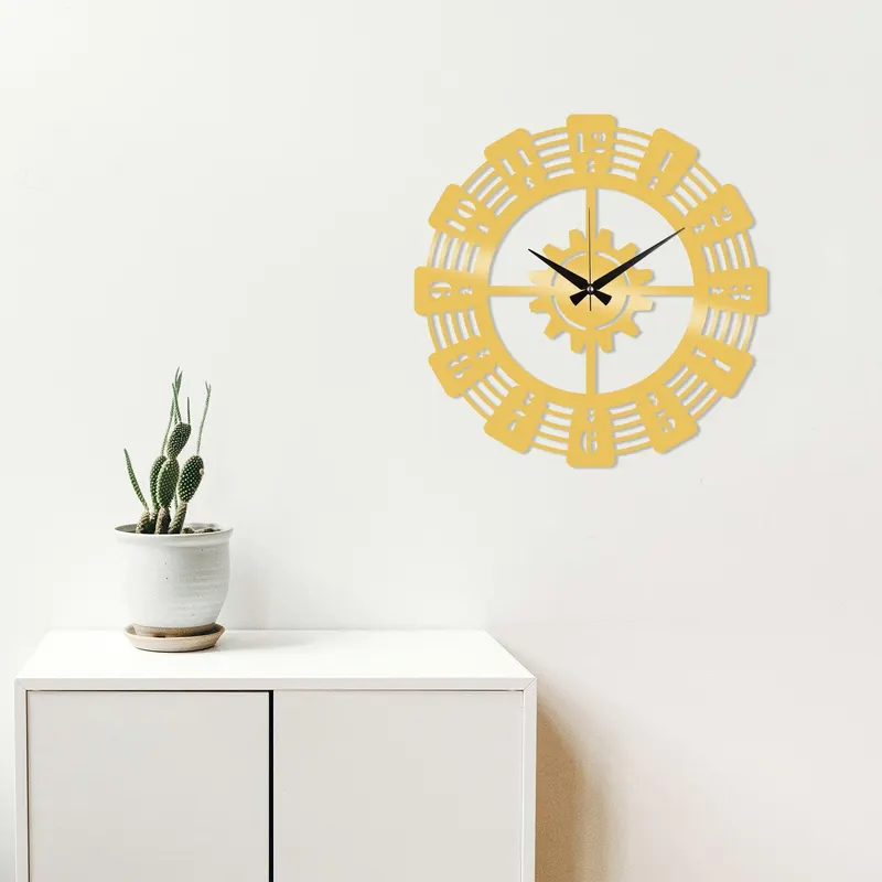 Ceas de perete Metal Wall Clock 22, Cupru, 48x1x48 cm - Auriu