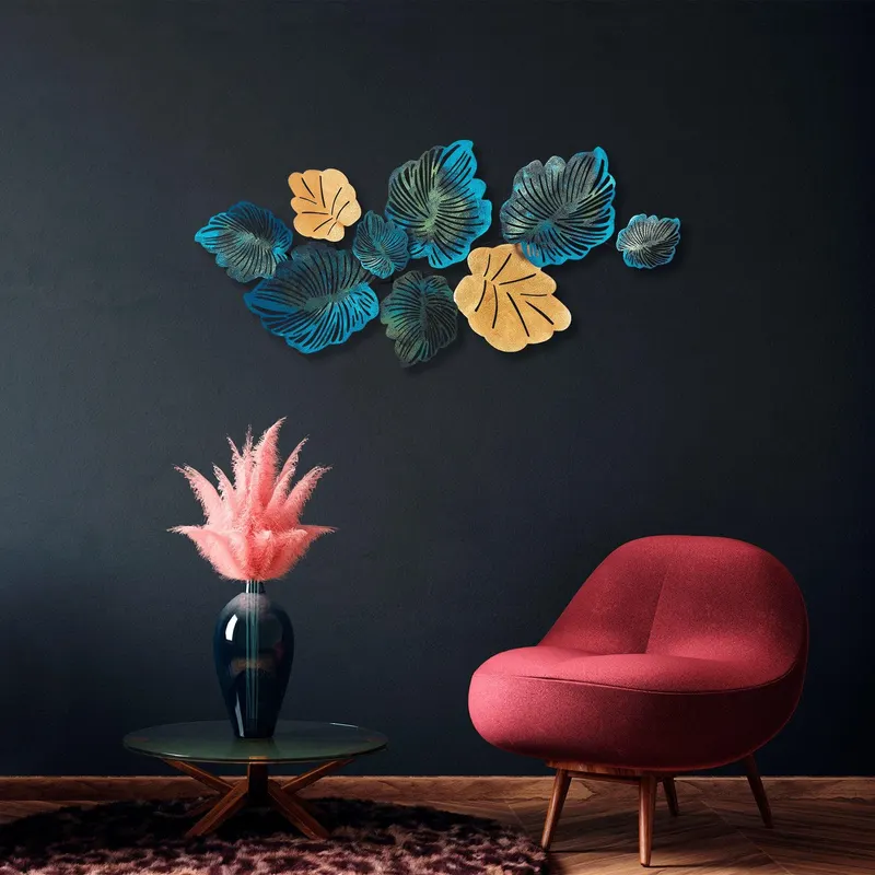 Decoratiune de perete Metal Palm, Multicolor, 64x1x130 cm - Multicolor