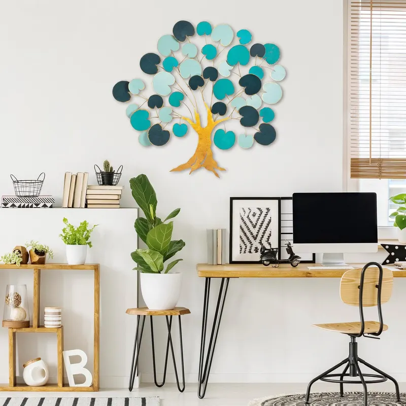 Decoratiune de perete Metal Lime Hazel-2, Multicolor, 105x1x110 cm - Multicolor