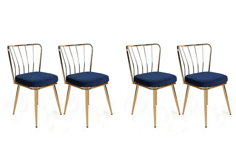 Set scaune (4 bucăți) Yıldız V4 Chair Set (4 Pieces), Albastru inchis, 42x82x43 cm - arsiv7