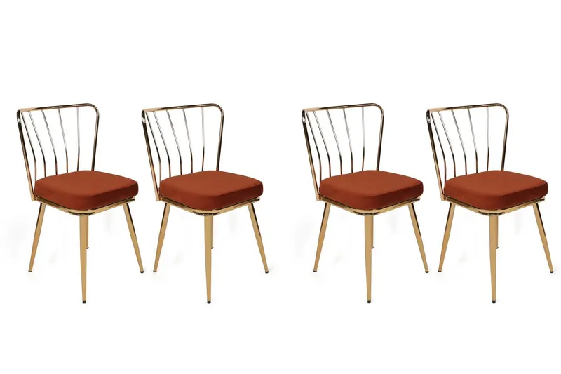 Set scaune (4 bucăți) Yıldız V4 Chair Set (4 Pieces), Albastru inchis, 42x82x43 cm - Rosu
