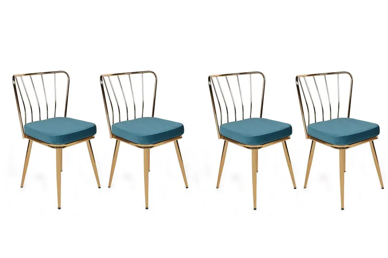 Set scaune (4 bucăți) Yıldız V4 Chair Set (4 Pieces), Albastru inchis, 42x82x43 cm - arsiv9