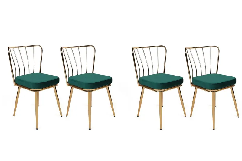 Set scaune (4 bucăți) Yıldız V4 Chair Set (4 Pieces), Albastru inchis, 42x82x43 cm - arsiv