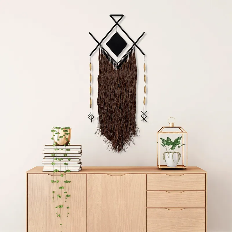 Decoratiune de perete Metal Xshaman, Negru, 115x1x47 cm - Negru