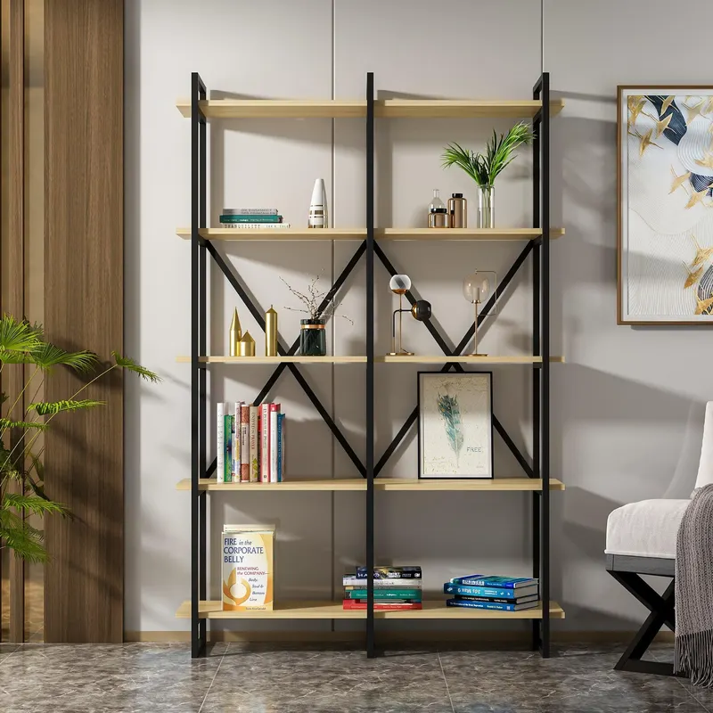 Biblioteca Larkin Large cu 5 Rafturi,  120 X 180 X 34 Cm - Stejar