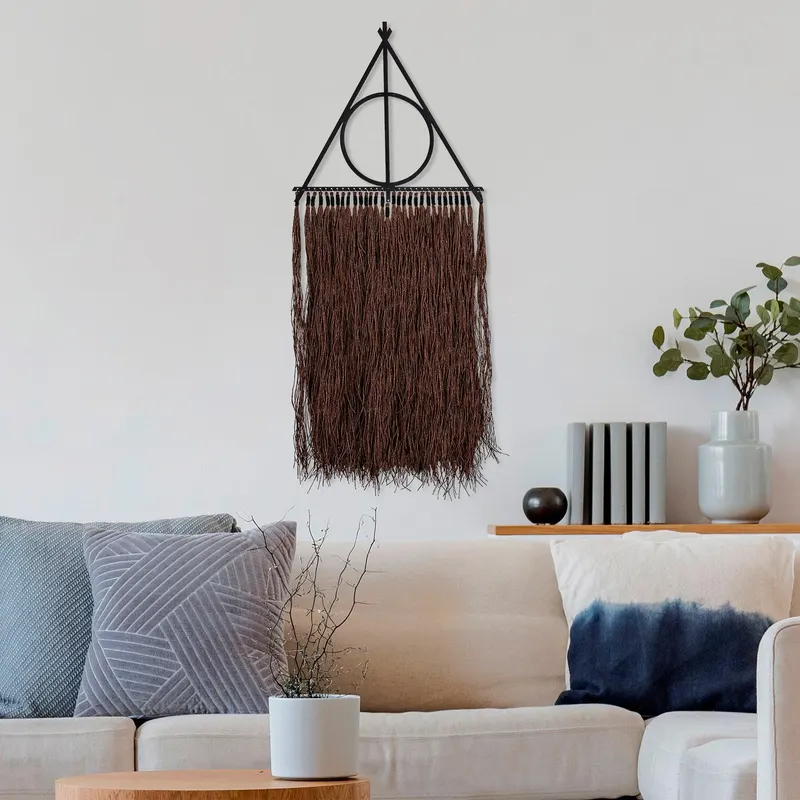 Decoratiune de perete Metal Tangent, Maro, 120x1x50 cm - Maro