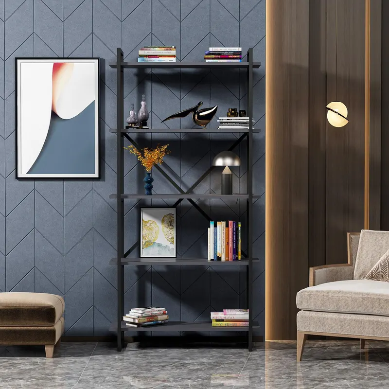 Biblioteca Atomos cu 5 Rafturi,  90 x 180 X 34 Cm - Antracit