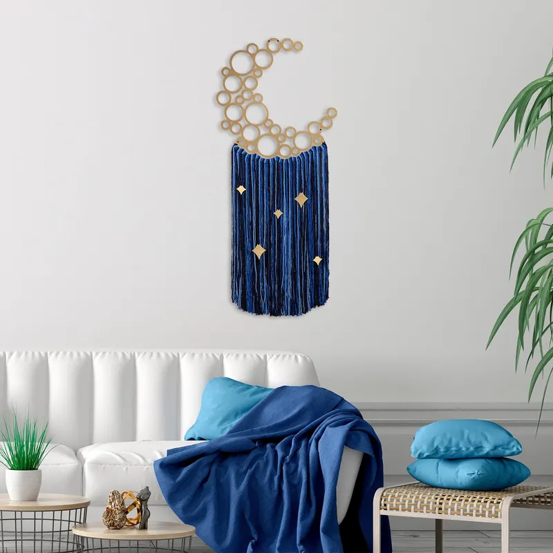 Decoratiune de perete Metal Moonlight, Albastru, 110x1x48 cm - Albastru