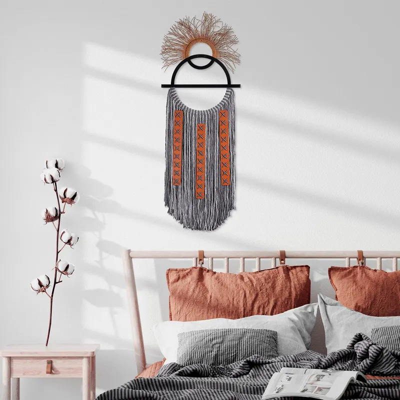 Decoratiune de perete Metal Tiramac, Gri, 106x1x38 cm - Gri