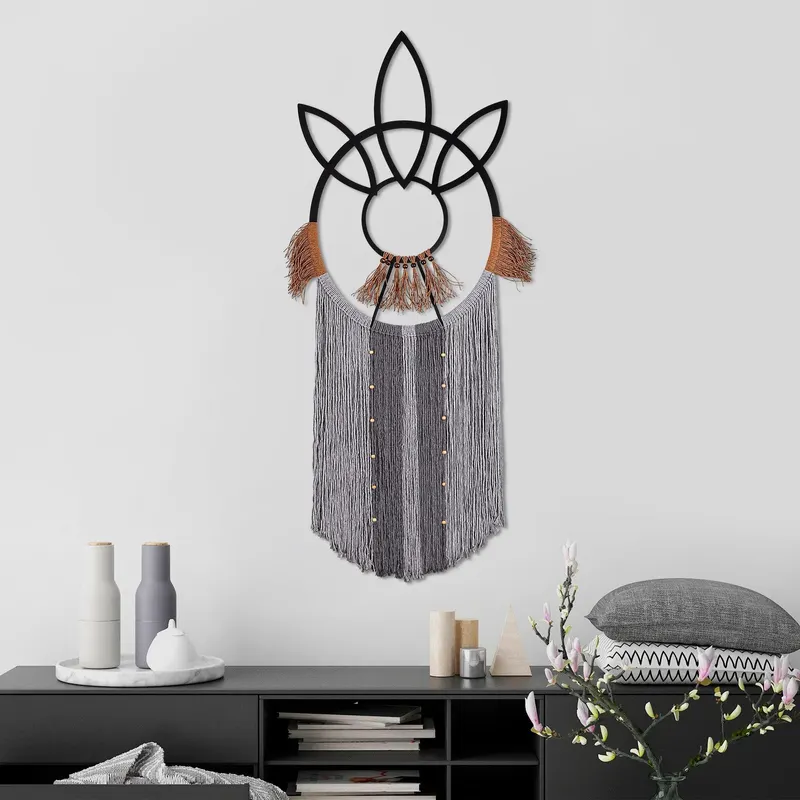 Decoratiune de perete Metal Cinomac, Gri, 145x1x68 cm - Gri