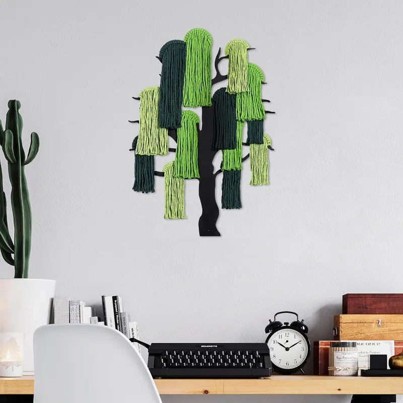 Decoratiune de perete Metal Treemac, Verde, 70x1x50 cm - Verde