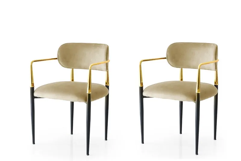 Set 2 scaune Bucatarie Sufragerie JN Chic Chair Set, 56 x 83 x 56 cm - Crem