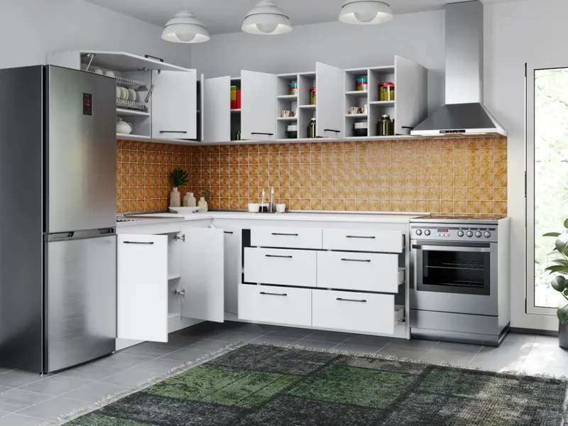 Set Mobila Bucatarie Colt Mina Pure 180*220 Alb C67 — imaginea 2