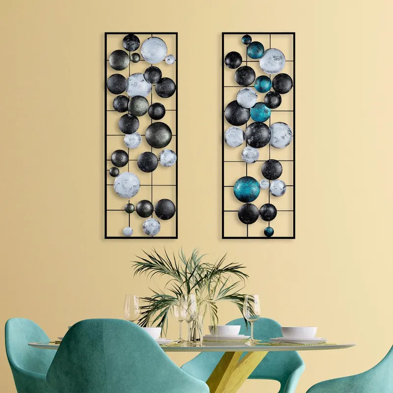 Decoratiune de perete Metal Camber - 6, Multicolor, 32x4x92 cm - Multicolor