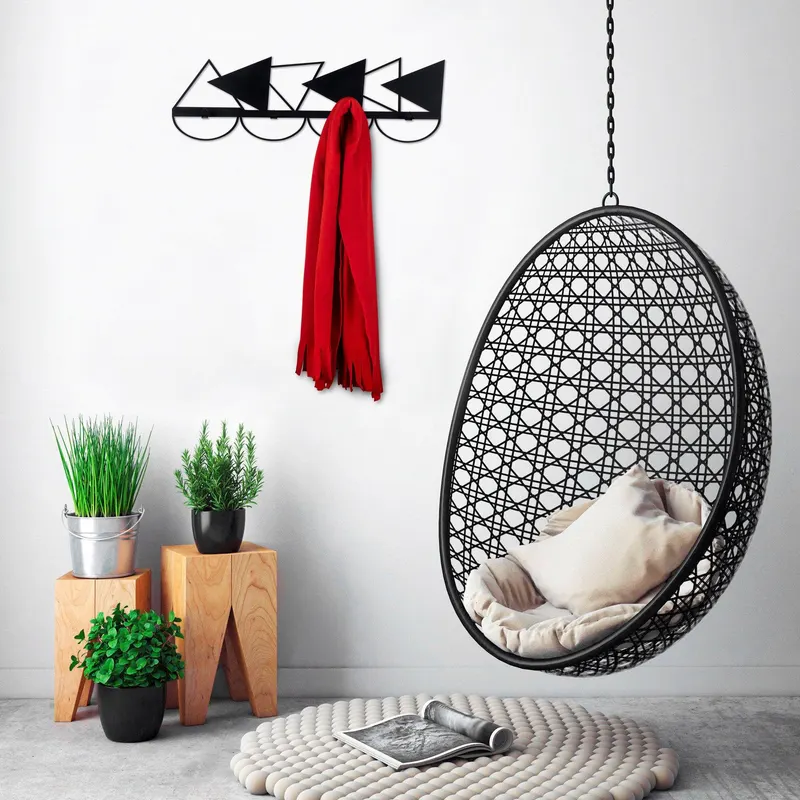 Cuier de hol metalic Triangle, Negru, 18x1x60 cm - Negru