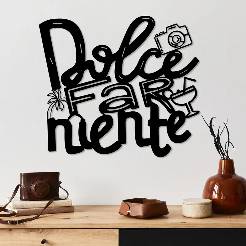 Decoratiune de perete Metal Dolce far Niente 2, Negru, 56x51 cm - Negru